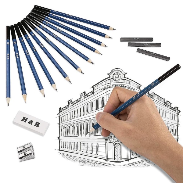 Piirustuskynät Art Kit, Piirustuskynät Professional Art Graphite Charcoal