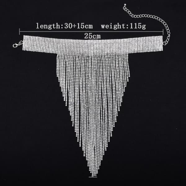 Rhinestone Statement Halsband för Kvinnor, Tassel Bib Choker Krage