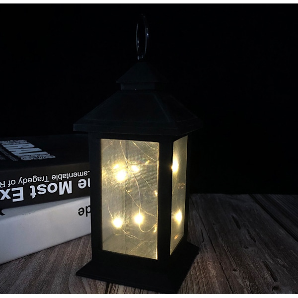 LED-lykta, utomhus, dekorativ lykta, hängande eller stående, H 20 cm, svart