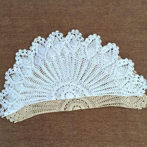 90cm Rund Vit Retro Duk Rund Spets Hantgjord Virkad C