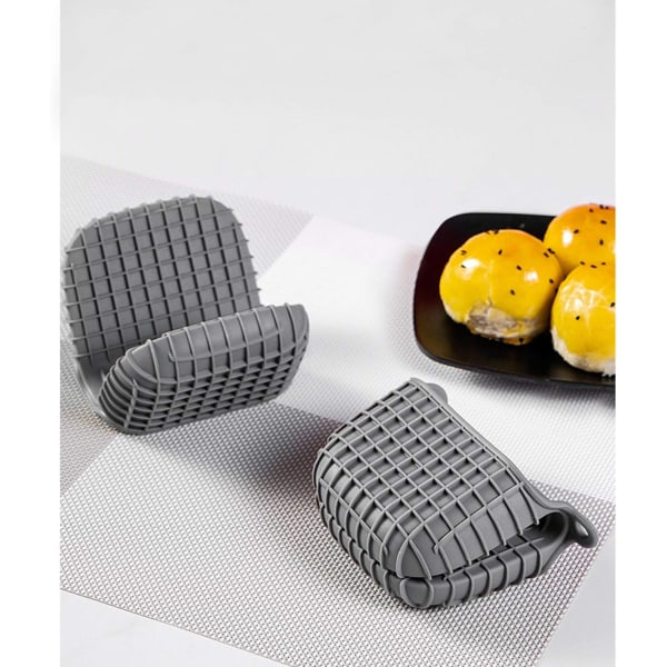 (Gray) Mini Silicone Oven Gloves Set, Insulated Oven Mitts, Kitch