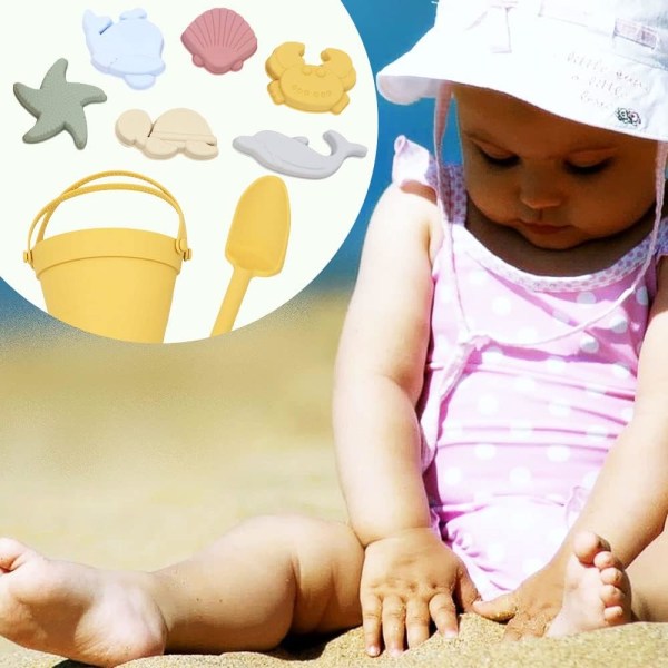 Jouets de sable en silikon, kit de jouets de plage 8 pieces, jou