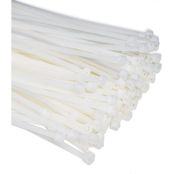 100 st professionella kabelbindare 300 x 4,8 mm Vit färg ca