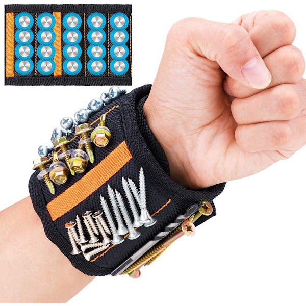 Justerbart magnetisk armbånd med 20 supersterke magneter og 2