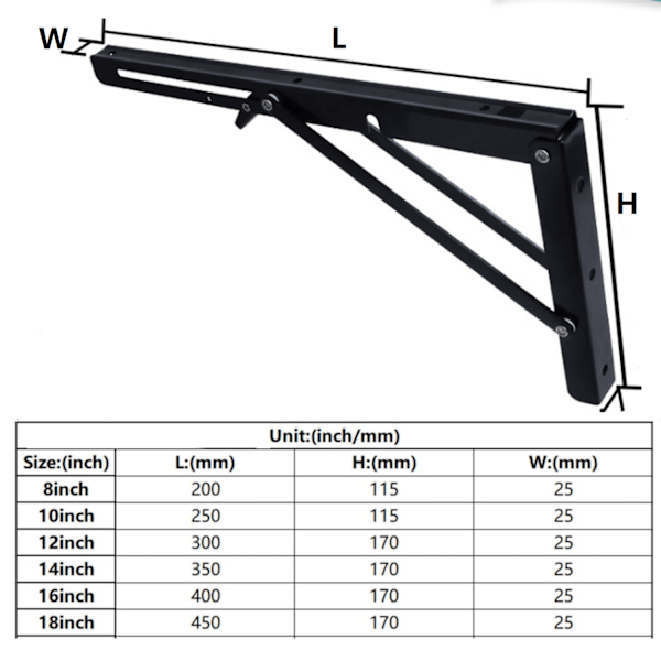 2 kpl kokoontaitettava hyllyteline 450 mm kokoontaitettava seinähylly