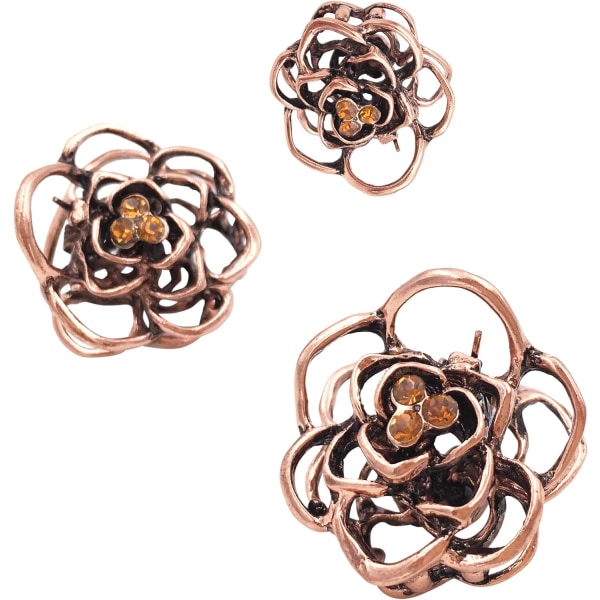 3 små metalliska hårklämmor Mini vintage rosor för flickor kvinnor