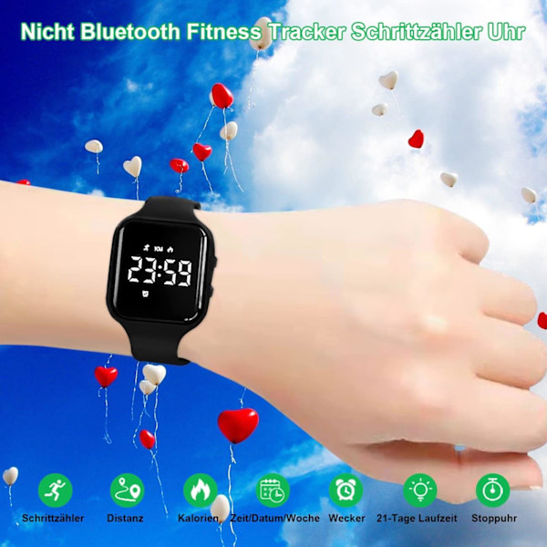 Fitnessaktivitetsspårare, ingen app ingen Bluetooth, 1 timmes laddning för