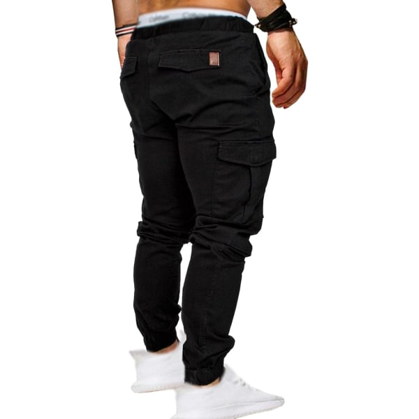 Herr Joggers Byxor Cargo Sweatpants Elastisk Midja Sweatpants Plus