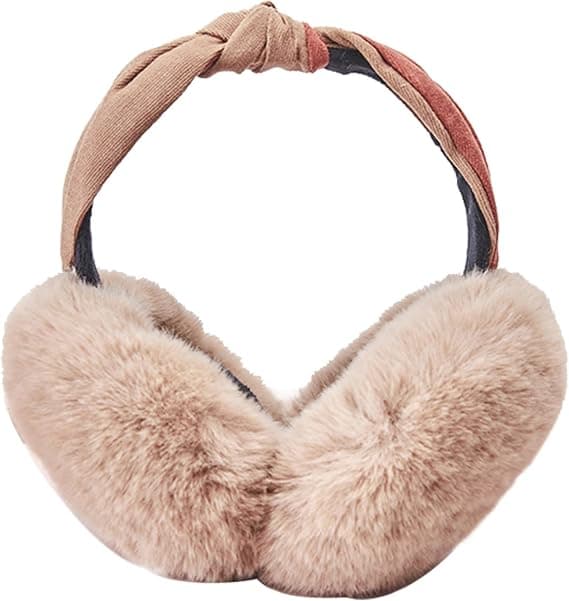 1 stk. Khaki høreværn til kvinder Vintertilbehør Plys Fluffy Fold