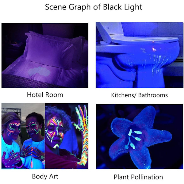 SK68 Yksitilainen 300LM Zoomable 396nm UV-Ultraviolet LED Musta Salama