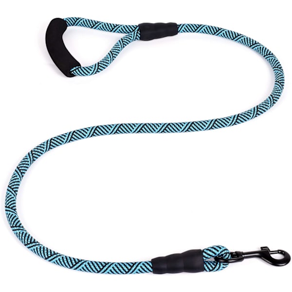 Nylon hundeklatreline med mykt håndtak - 1,5 m - Svart turkis