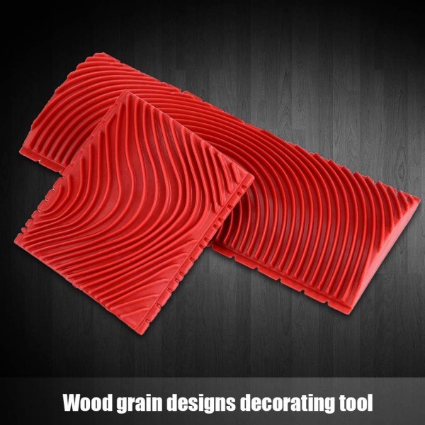 Sett med 2 DIY M-Shape Wall Gummi Maling Tool Wood Grain Woodgra