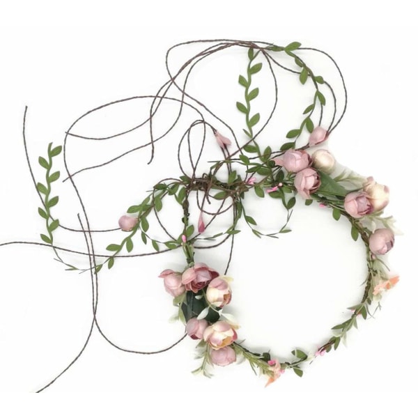 Justerbar brudblomma krans huvudband blomma krona hår krans halo krans badort semester klä upp (stil A)