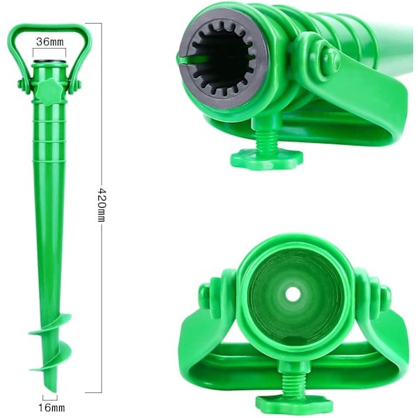2 stk. Strandparaplyholder Sand eller Jord Paraplyfødder, Skrue-i Sandpropel Strandparaplyfødder, Haveparaplyholder