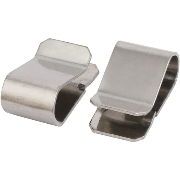20 st rostfria fjäder U-klämmor silverfärgade 21,4 mm x 12 mm