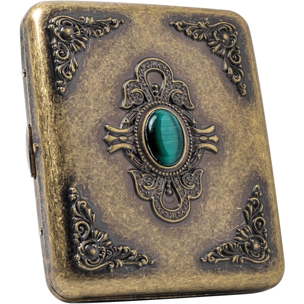 Vintage etui, kobberbelagt metall, overflateimitasjon av smaragd-orna