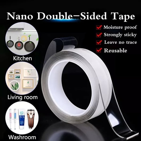 5M Sterk Nano Dobbeltsidig Klebende Tape (2cm*2mm), Sterk Stick