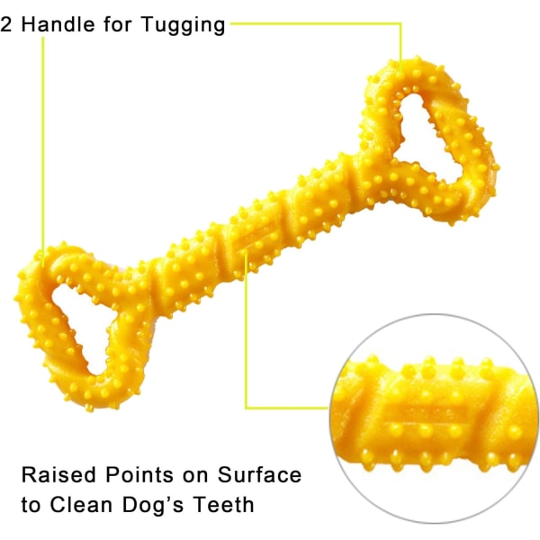 Oförstörbar hund leksak, hållbar hund leksak, valp tandvård leksak, hållbar och säker hund ben tugga för stora hundar, interaktiv hund leksak (gul)