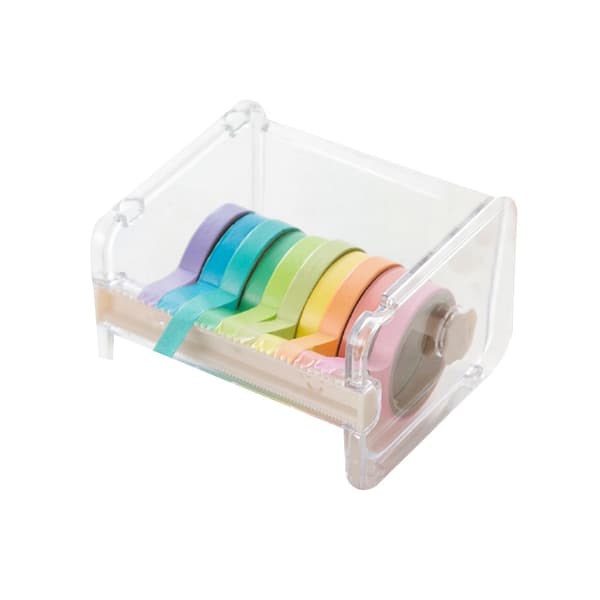 4 stk. gennemsigtig synlig skrivebords multi washi tape dispenser,