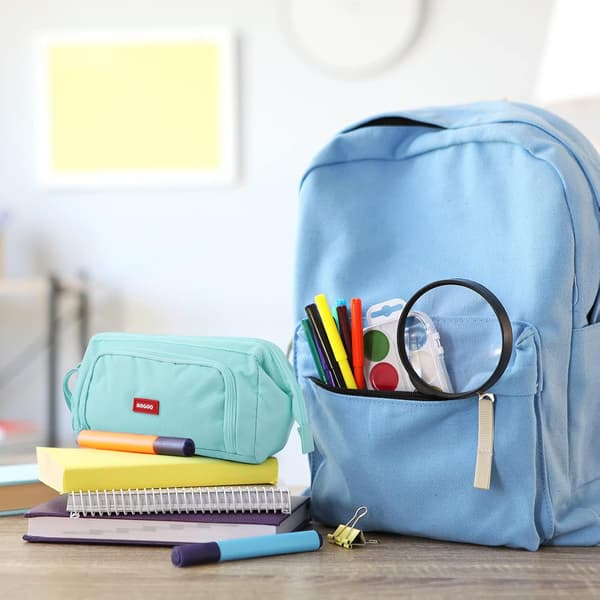 Blå skole blyantpose stor kapacitet blyantpose skole blyant