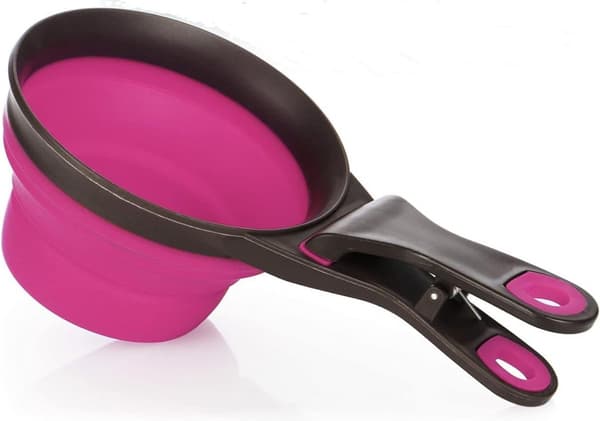 1 st mångsidig husdjursmatsskopa, medium rosa 3 i 1 silikonskopa