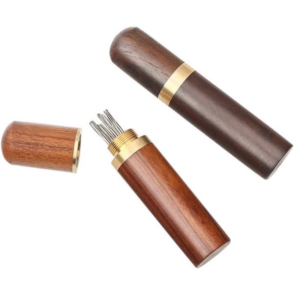 2 kappaletta puinen neulapidike, minikokoinen hammastikku-putki, käsintehty ompelu