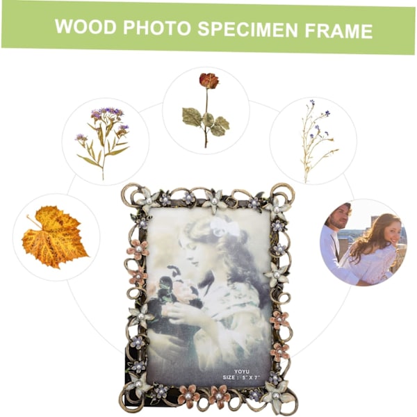 1 stk. 7 tommer fotoramme blomsterdisplay stativ skrivebordsdekoration kontor