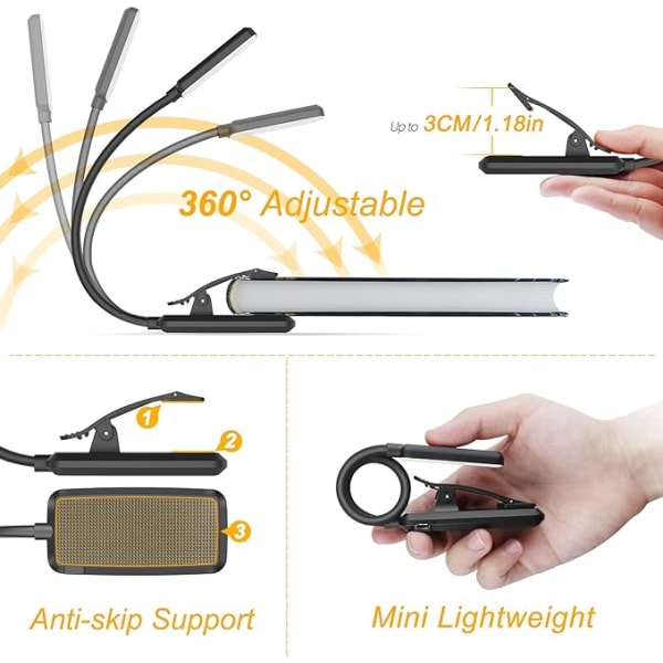 Ladattava lamppu, luentolamppu 9 LED Clip Light,