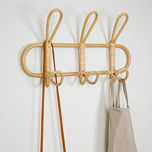 Rattan väggkrokar Barnkläder Organizer Rack Kläder Hängande