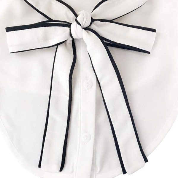 Elegant avtagbar halvskjorte, bluse, falsk krage, stor sløyfe,