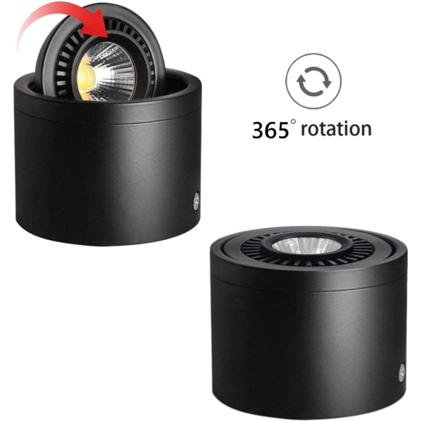 15W Svart Taklampe 1 LED Spotlights Justerbar Takspot