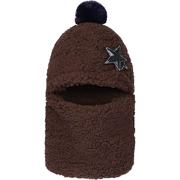 1 st Kaffe (58-60 cm) Barn Pojkar Flickor Vintermössa Fleece 3 i 1 Beani