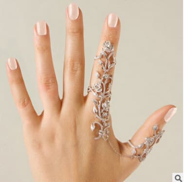 Boho Ring Armbånd Gull Ring Armbånd Punk Blad Ring Bryststropp