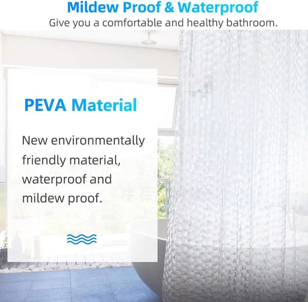 Transparent duschdraperi 180x200 cm, 3D PEVA duschdraperi Wat