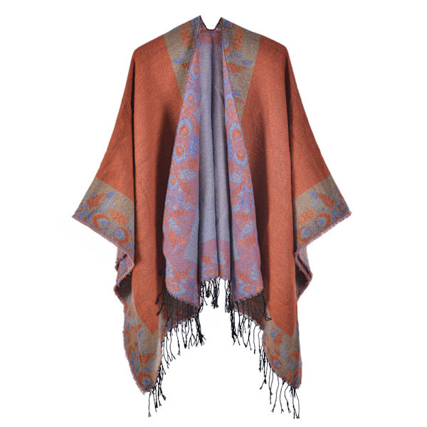 Orange Sjal Dam Mode Gata Jacquard Split Varm Rock Utomhus