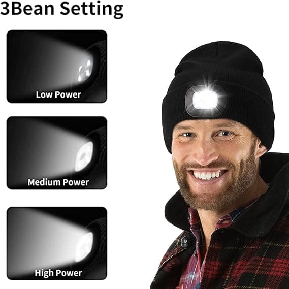 Mössa med ljus, upplyst mössa och laddningsbar LED, USB, unisex
