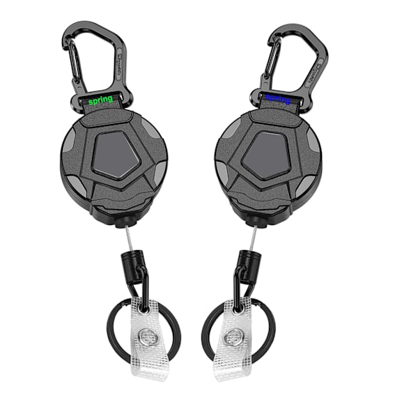 2-pack hopfällbara nyckelringar, kraftig karbinhake-märkeshållare,