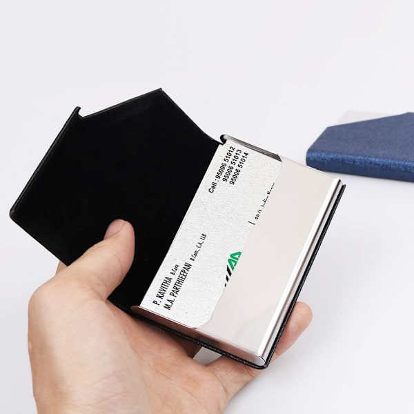 Visitkortshållare, Slim Professional 2-Pack PU Läder + Fläck