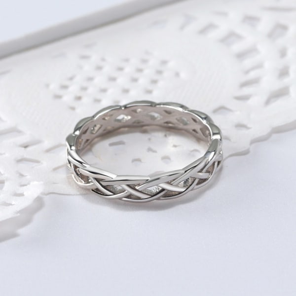 Sterling Silver 925 Ring Romantisk Multi-Storlek Evighet Keltisk Knuta Bröllop Fästman Band för Kvinnor Storlek 6-10 (Silver Storlek 9)