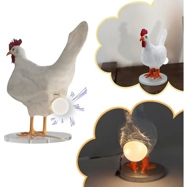 Realistisk harpiks kylling æg lampe, lysende påskeæg lampe, 3D LE