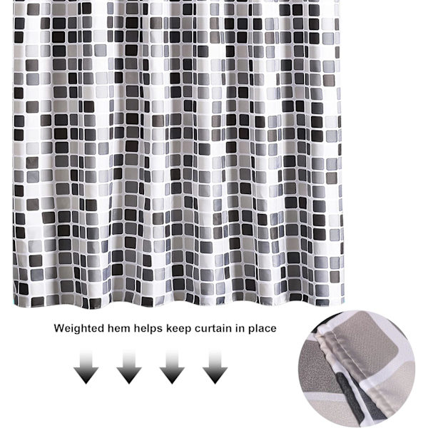 Høj kvalitet badeforhæng, klassisk mosaik bruseforhæng, vandtæt polyester vaskeforhæng, dekorativt badeværelseforhæng (220x200cm)