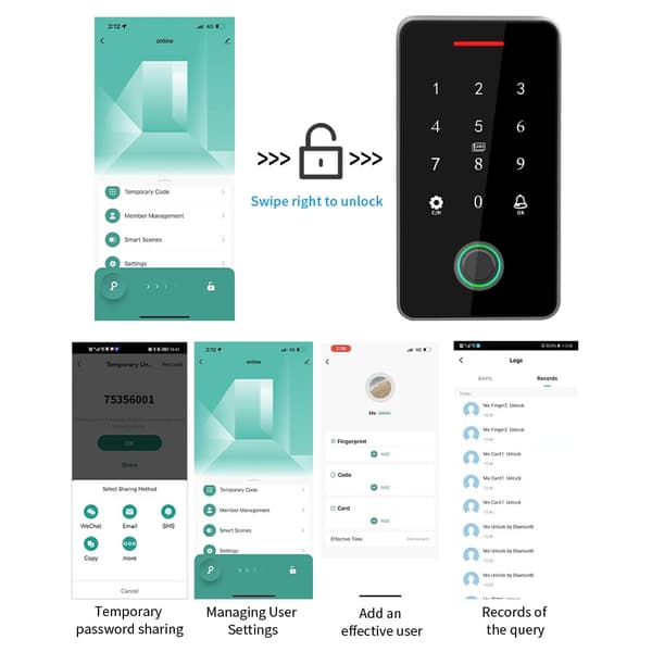 IP67 Vanntett Bluetooth Tuya APP Adgangskontrollsystem 13.56Mhz