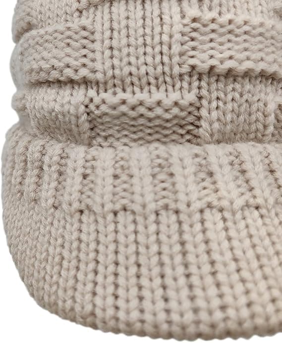 Dame lue Beige vinter strikket lue varm lue ampl