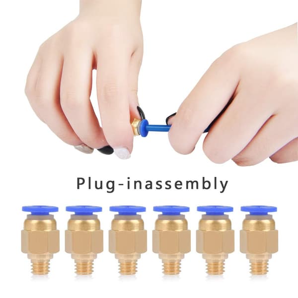 10 stk. PC4-M6 pneumatisk stik, 4mm pneumatisk fitting til 3D