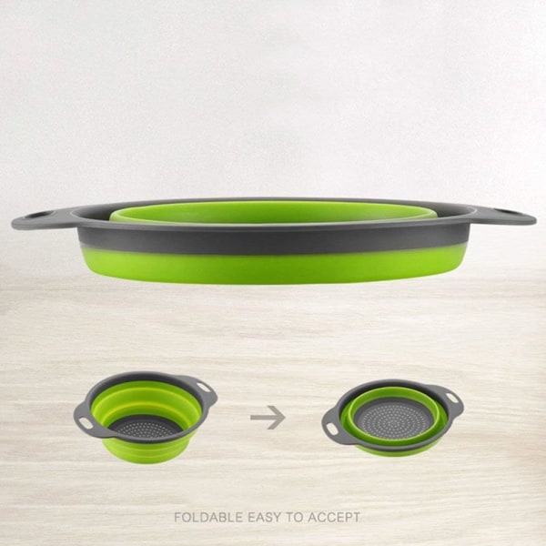 2PCS/Set Round Shape Silicone Collapsible Vegetable Colander Bask