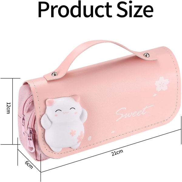 (Rose)Trousse à Trois Compartiments pour Filles, Grande Trousse à