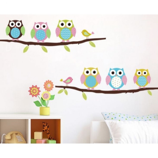 Wall decal - Owls on branch 45 x 70 cm