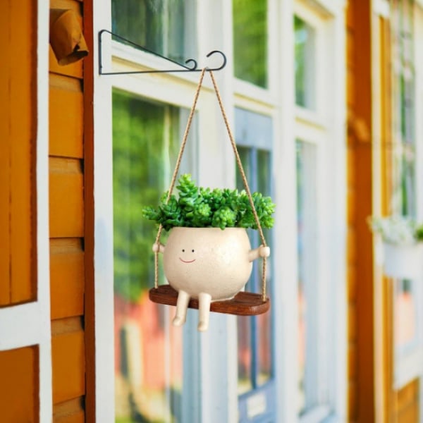 Söt Smiley Cartoon Swing Planter - perfekt för inomhus och utomhus