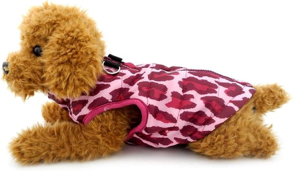 Vinter Quilted Jakke for Liten Hund Valp Katt Klær Leopard Chi