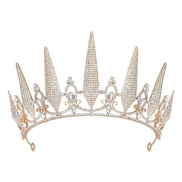 Gull tiaraer og kroner for kvinner, krystallbryllup tiara for bruden
